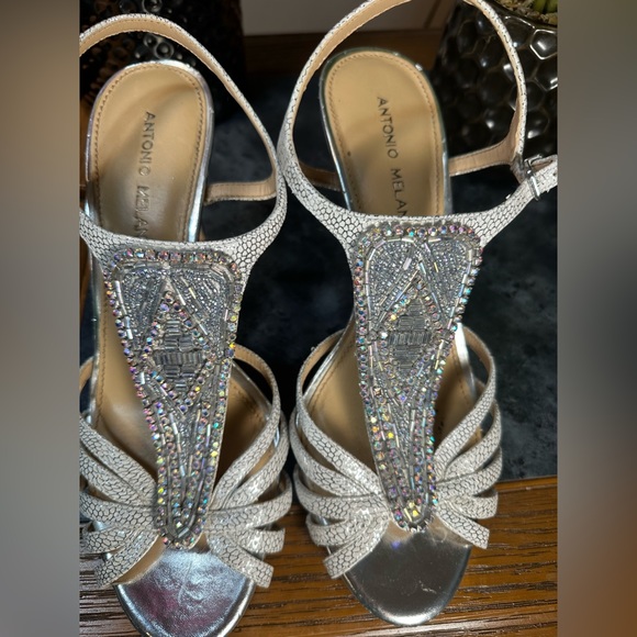 Antonio Melani silver diamond leather high heels size 10 - Picture 10 of 17
